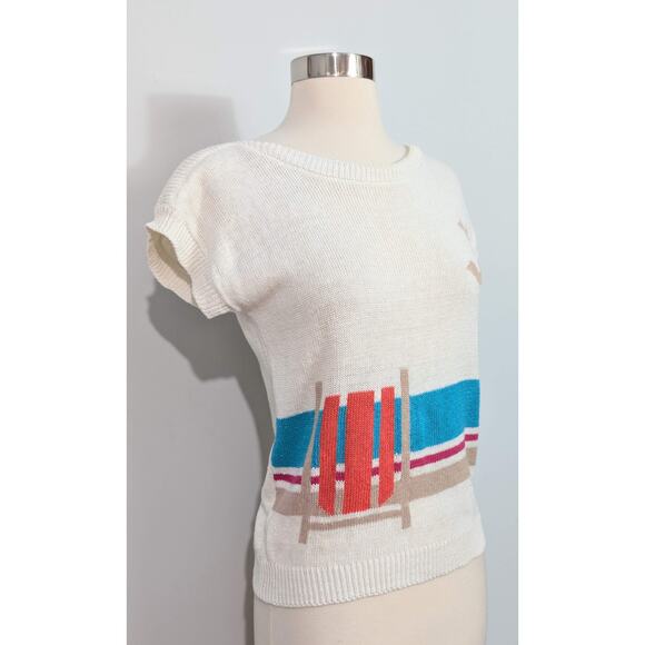 Koret Petites 80s Beach Short Sleeved Sweater - Picture 6 of 6